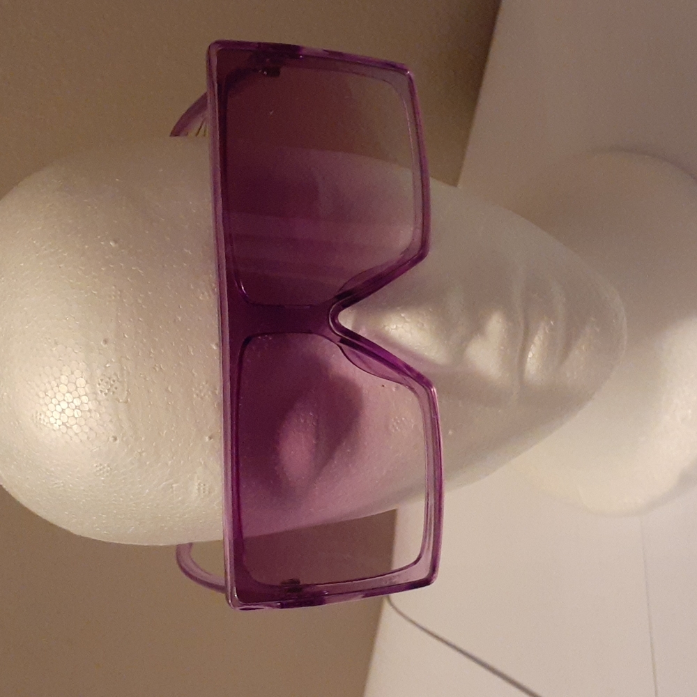 Purple Oversize Square Crystal Pastel Sunglasses